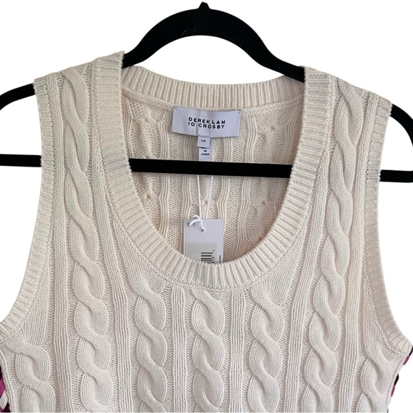 Derek Lam 10 Crosby Yuna Cable Knit Wool Vest in Ivory NWT Large - Picture 3 of 11